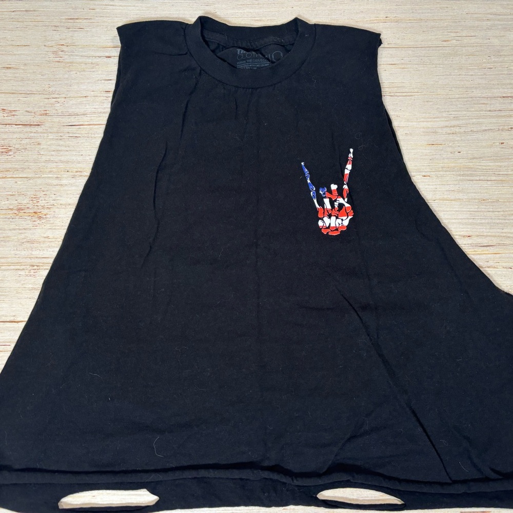 Black Sleeveless Crop Top with Graphic Design